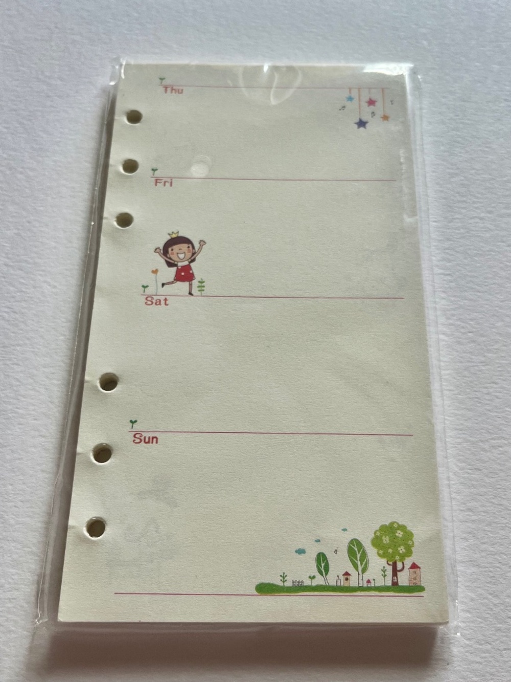 A6 weekly planner insert